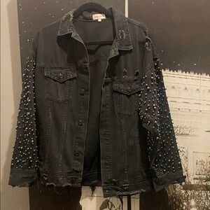 Edgy Black Studded Denim Jacket